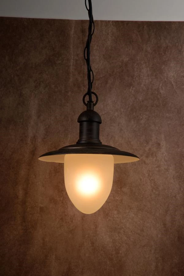 Lucide ARUBA - Pendelleuchten Innen/Außen - Ø 25 cm - 1xE27 - IP44 - Rostfarbe - Atmosphäre 1